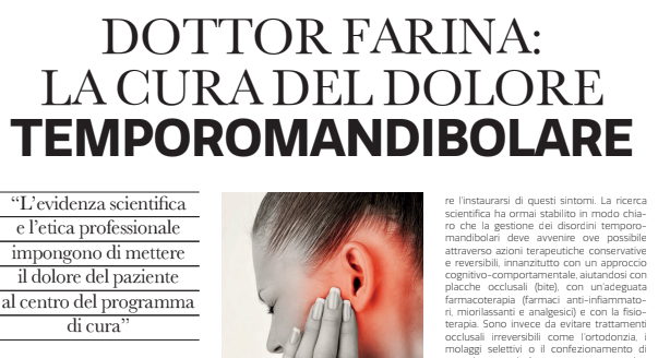 L’Articolo sul Corriere della Sera: “LA CURA DEL DOLORE TEMPOROMANDIBOLARE”